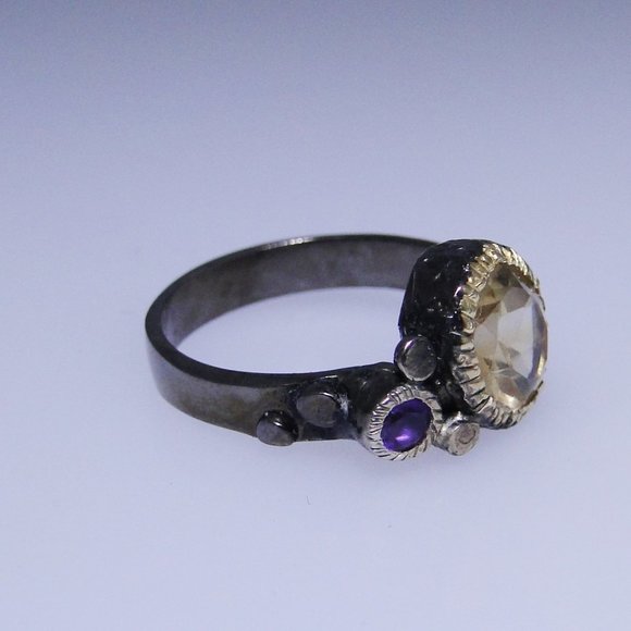 Sterling Silver oxidized ring Citrine Garnet NWOT - Picture 2 of 6